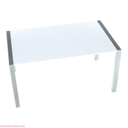 Jedálenský stôl, rozkladací, MDF/kov, biela extra vysoký lesk HG/strieborná, DARO