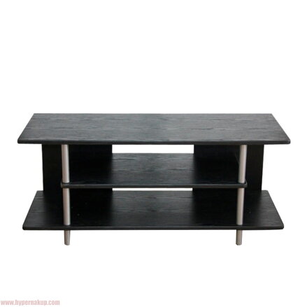 TV stolík, drevo čierne/kov strieborný, QUIDO