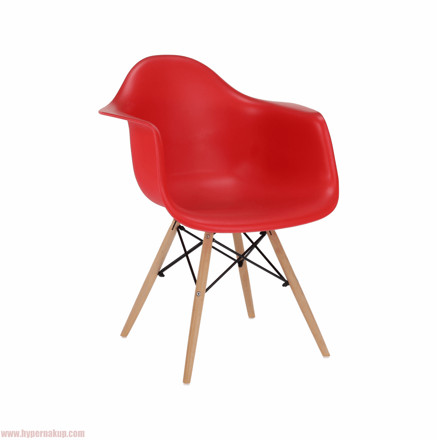 Stolička - kreslo, červená+buk, DAMEN NEW