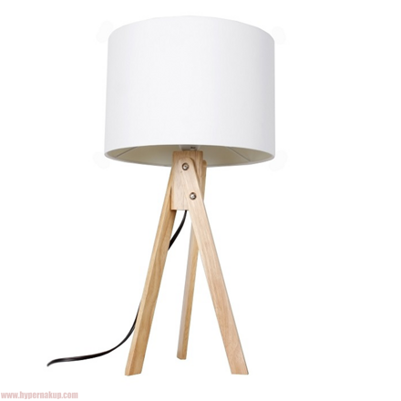 Stolná lampa, biela/prírodné drevo, LILA Typ 1