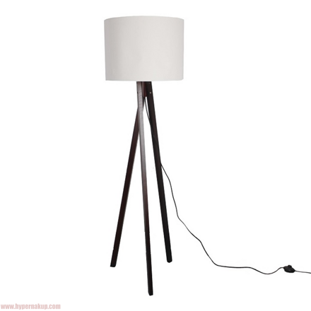 Stojacia lampa, biela/drevo čierne, LILA Typ 9