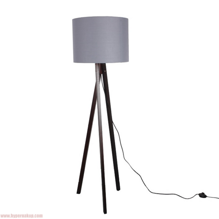 Stojacia lampa, sivá/drevo čierne, LILA Typ 10