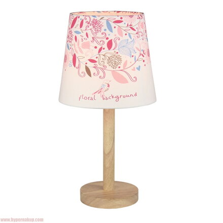Stolná lampa, drevo/látka, vzor kvety, QENNY TYP 8