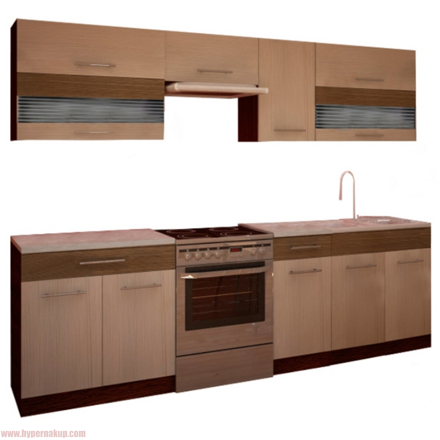 Kuchynská linka, rigolletto light/dark, wenge, JURA NEW IA 2,6M