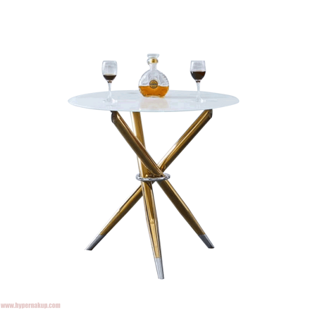 Jedálenský stôl/kávový stolík,  biela/gold chróm zlatý, DONIO