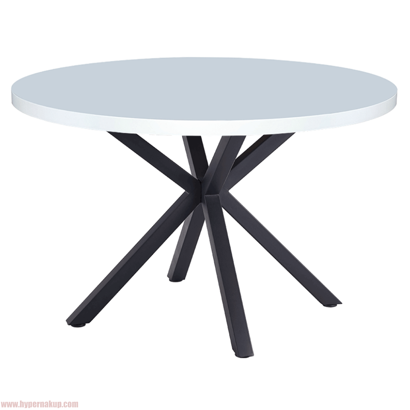 Jedálenský stôl, biela matná/čierna, priemer 120 cm, MEDOR