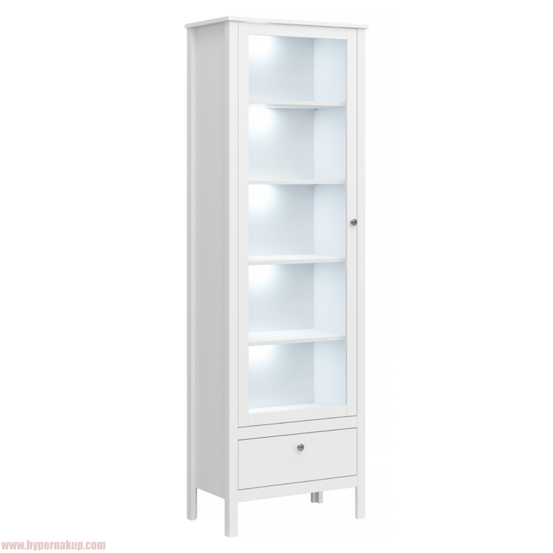 Vitrína 1W1S, biela, OLJE