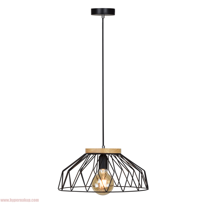 Visiaca lampa, čierna/prírodná, drevo/kov, TREX TYP 2 Visiaca lampa, čierna/prírodná, drevo/kov, TREX TYP 2