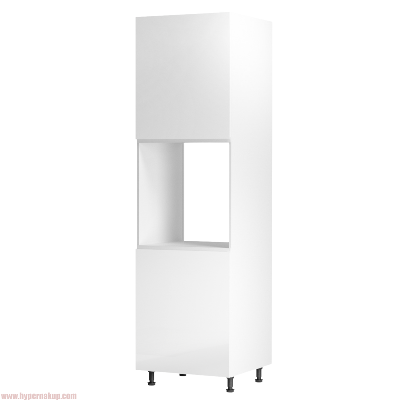 Potravinová skrinka, biela/biela extra vysoký lesk, ľavá, AURORA D60P
