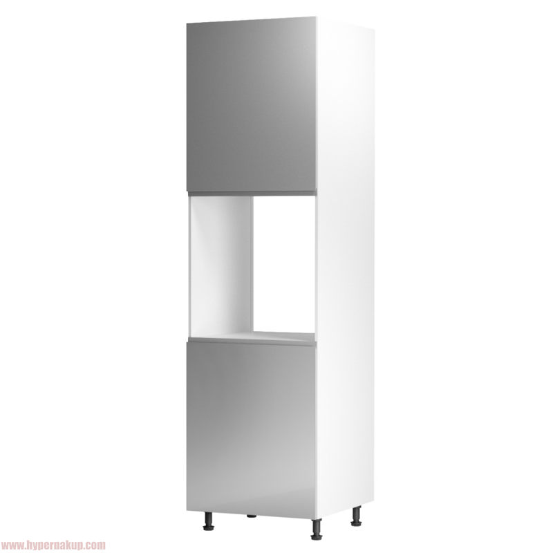 Potravinová skrinka, biela/sivá extra vysoký lesk, ľavá,  AURORA D60P