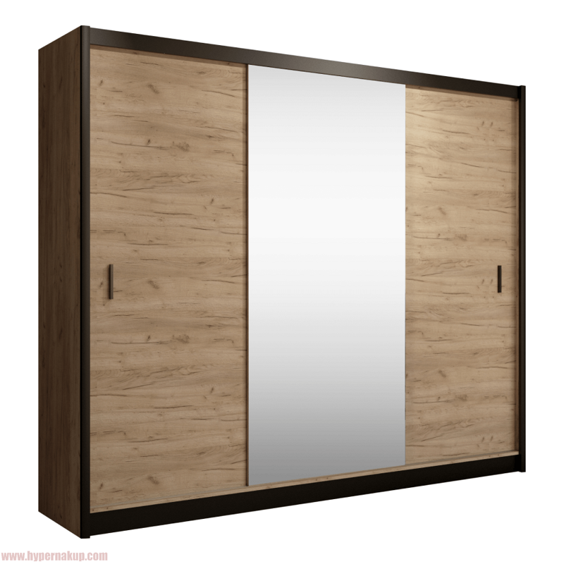 Skriňa s posuvnými dverami, čierna/dub craft, 250x215 cm, CRAFT Skriňa s posuvnými dverami, čierna/dub craft, 250x215 cm, CRAFT
