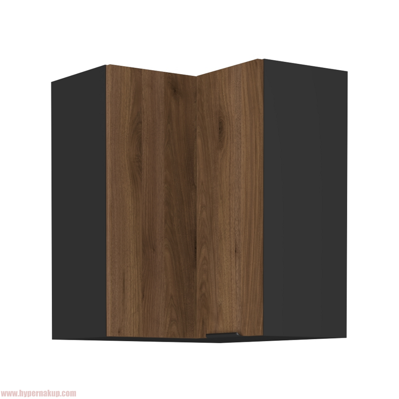 Horná rohová skrinka, orech okapi/čierna, MENZO 60x60 GN-72 2F Horná rohová skrinka, orech okapi/čierna, MENZO 60x60 GN-72 2F