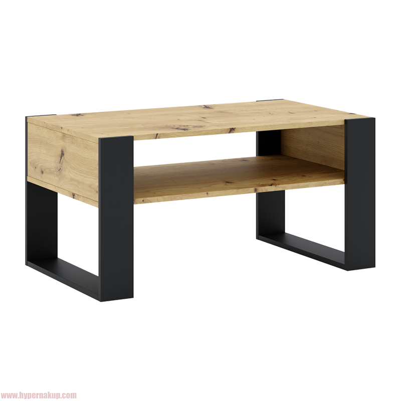 Konferenčný stolík, dub artisan/čierna, CARA 1