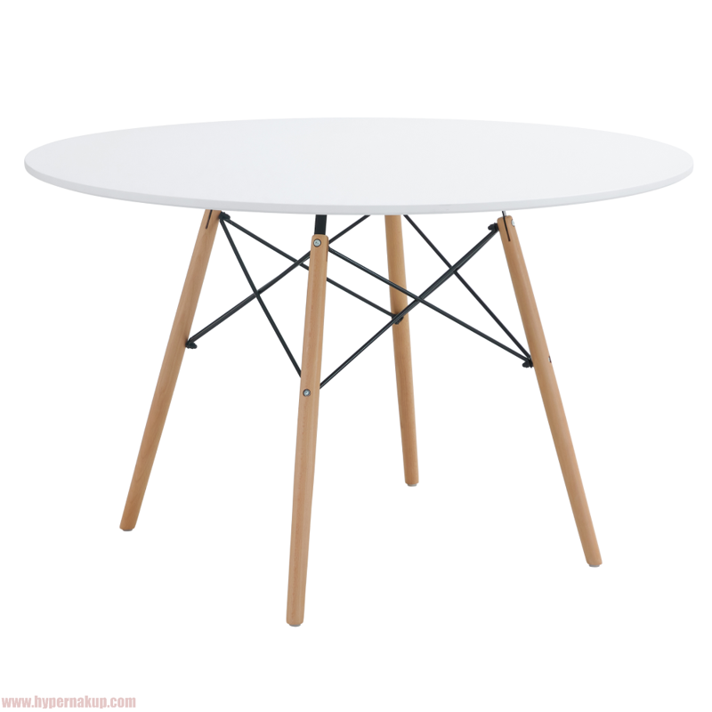 Jedálenský stôl, biela matná/buk, priemer 120 cm, DEMIN NEW Jedálenský stôl, biela matná/buk, priemer 120 cm, DEMIN NEW