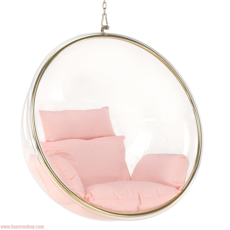 Závesné kreslo, transparentná/zlatá/ružová, BUBBLE NEW TYP 1 Závesné kreslo, transparentná/zlatá/ružová, BUBBLE NEW TYP 1