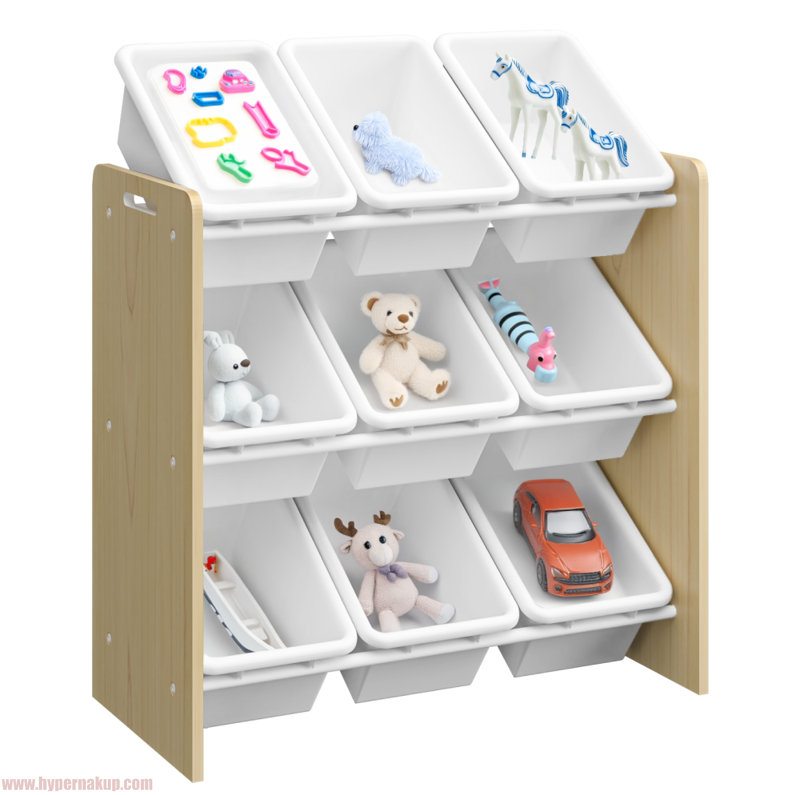Organizér/regál na hračky, prírodná/biela, BOIS