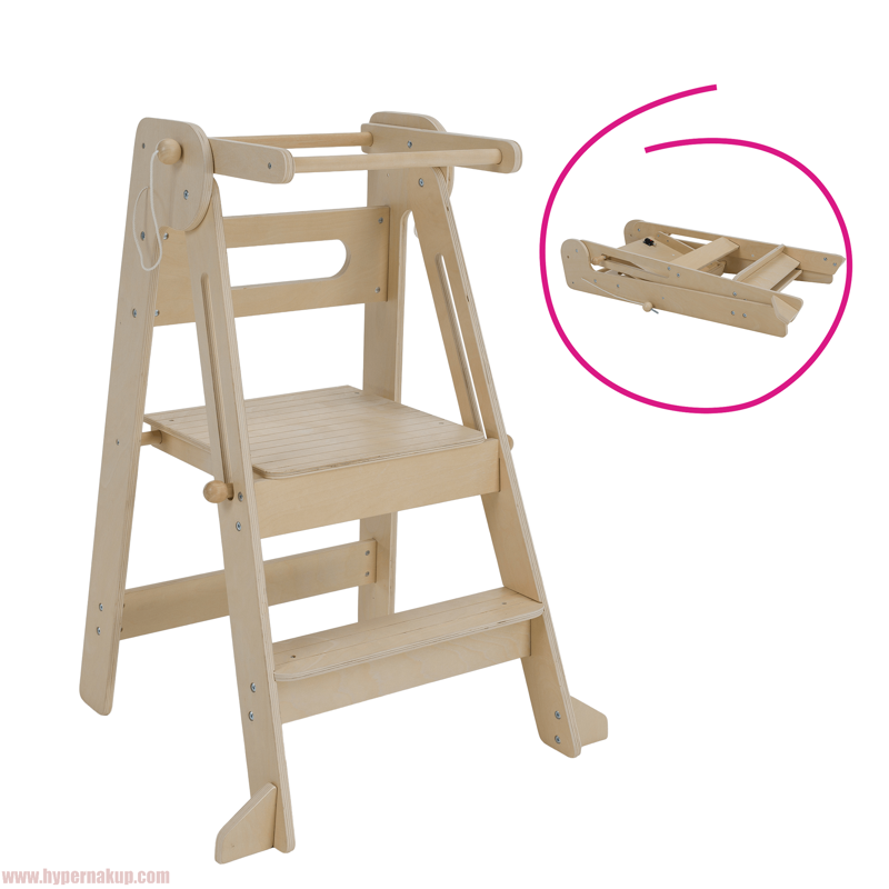 Montessori skladacia učiaca veža, prírodná, URIAN Montessori skladacia učiaca veža, prírodná, URIAN