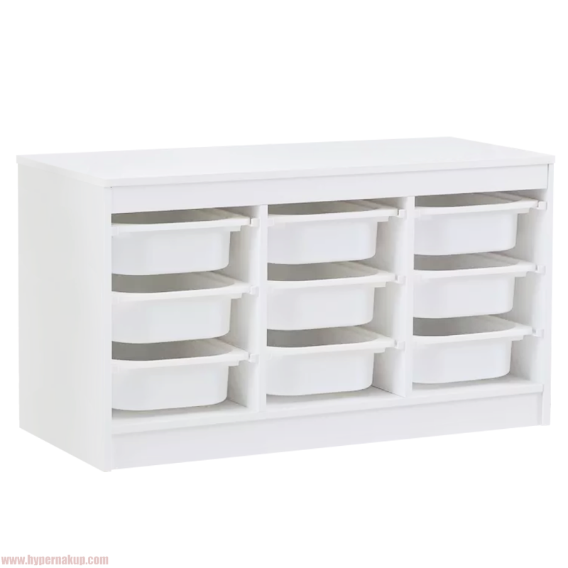 Organizér s úložnými boxami, biela, TRIMAL Organizér s úložnými boxami, biela, TRIMAL