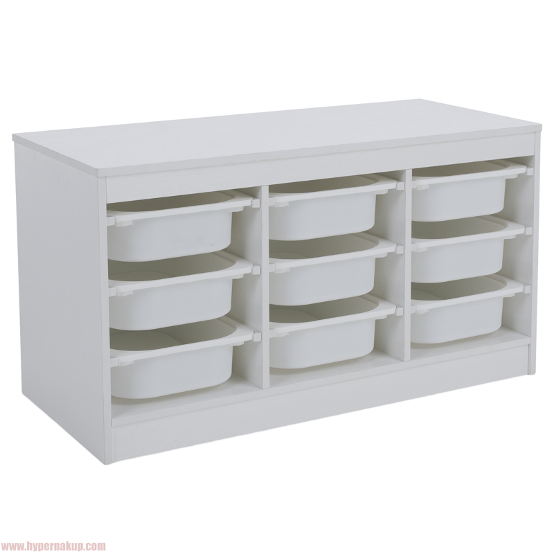 Organizér s úložnými boxami, biela, TRIMAL Organizér s úložnými boxami, biela, TRIMAL