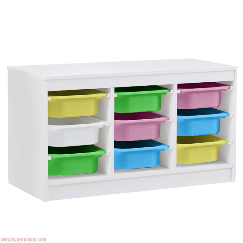 Organizér s úložnými boxami, biela/mix farieb, TRIMAL Organizér s úložnými boxami, biela/mix farieb, TRIMAL