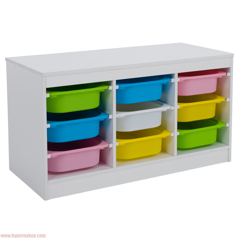 Organizér s úložnými boxami, biela/mix farieb, TRIMAL Organizér s úložnými boxami, biela/mix farieb, TRIMAL