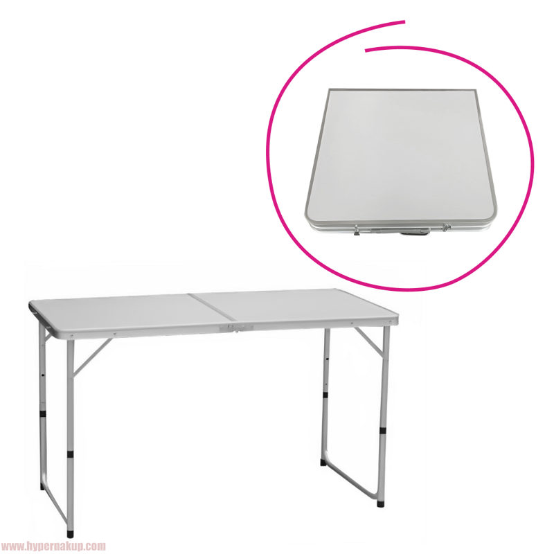 Skladací kempingový stôl, 120 cm, hliník/MDF, KEPI TYP 1
