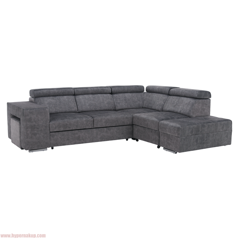 Sedacia súprava, sivá, pravá, MALAGA