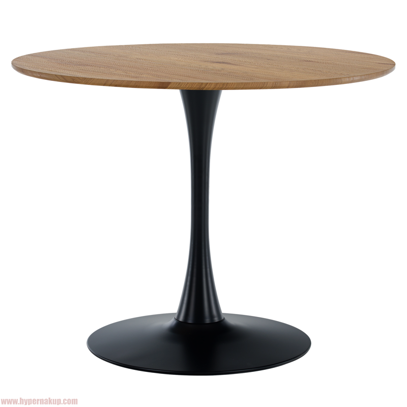 Jedálenský stôl, dub/čierna, priemer 110 cm, REVENTON NEW