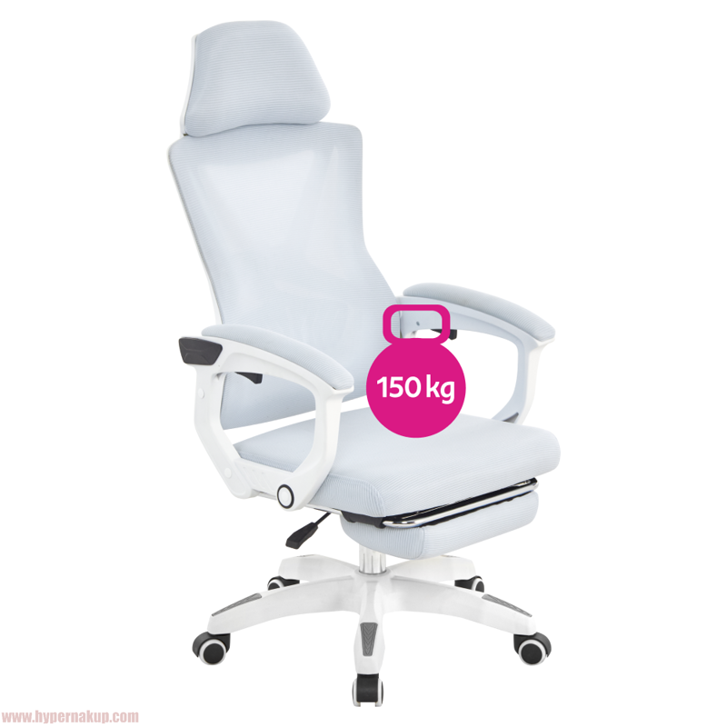 Kancelárske kreslo, svetlosivá/biela, nosnosť 150 kg, MALVIN