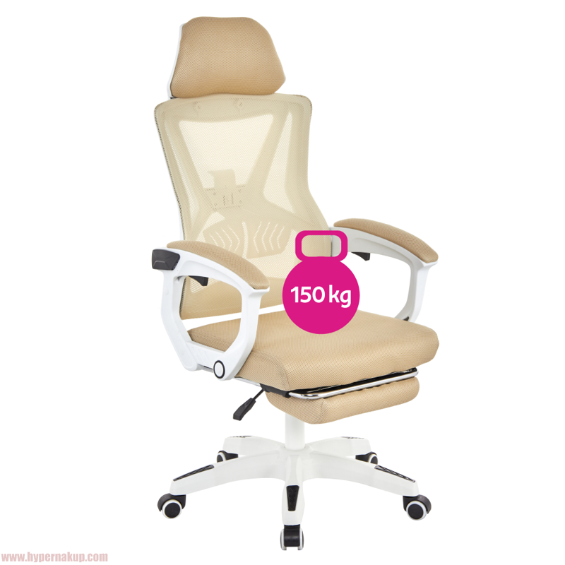 Kancelárske kreslo, béžová/biela, nosnosť 150 kg, MALVIN