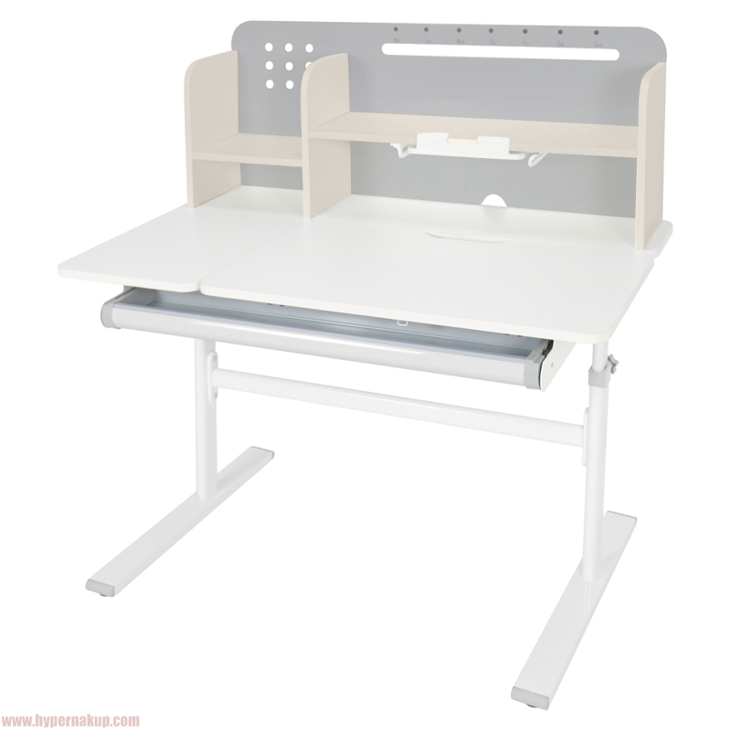 Rastúci písací stôl, sivá/biela, ODIN