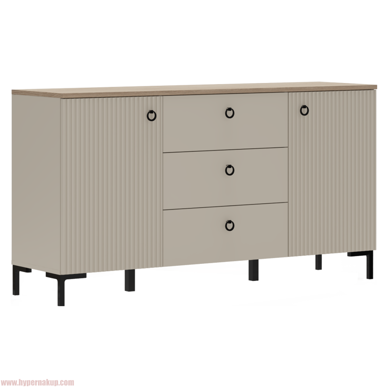 Komoda, sivohnedá Taupe/dub silverjack, DOMCA 2D3S