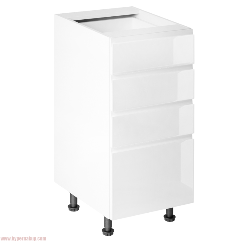 Spodná skrinka, biela/biela extra vysoký lesk HG, AURORA D40S4