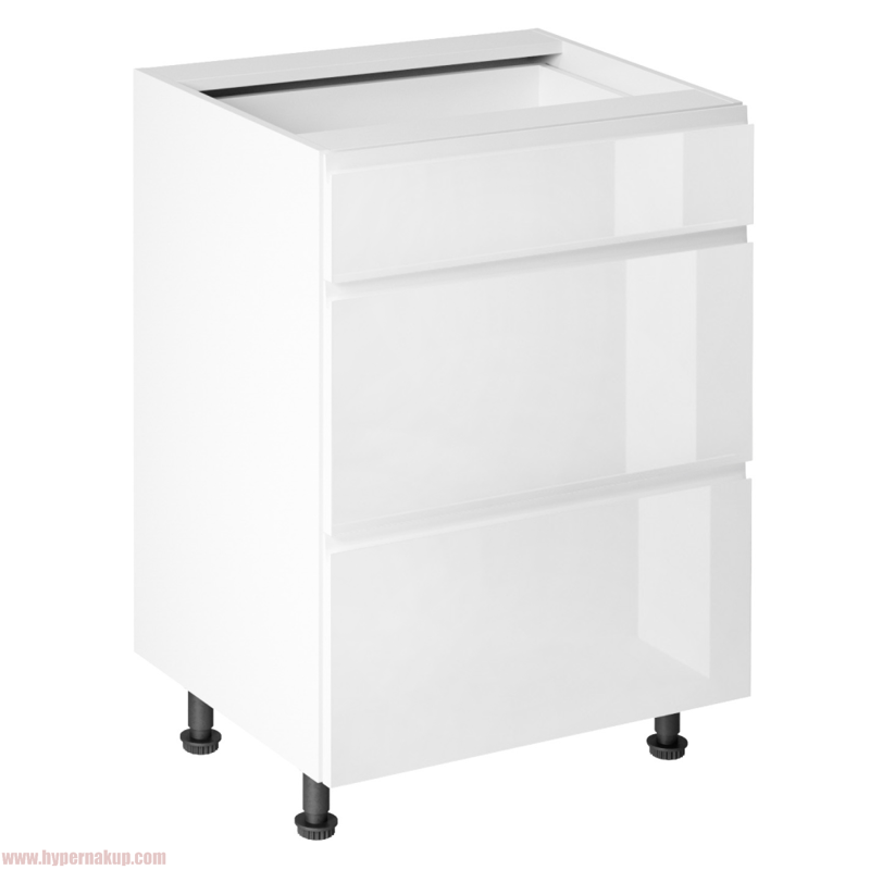 Spodná skrinka, biela/biela extra vysoký lesk HG, AURORA D60S3