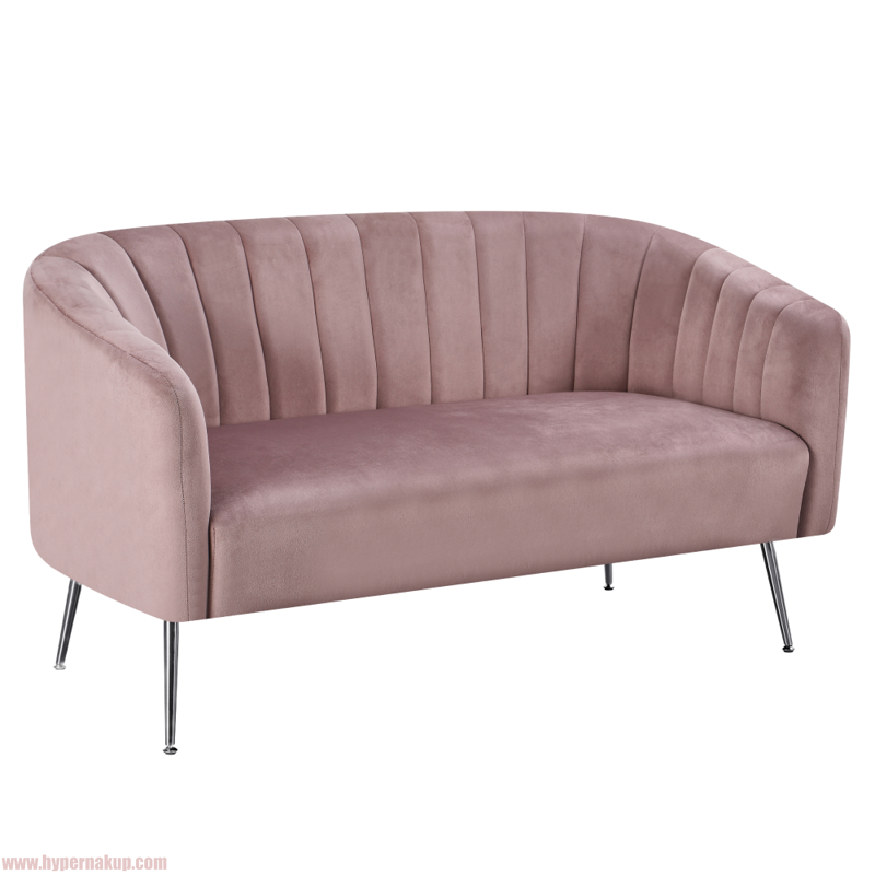 Dizajnový 2-sed, ružová Velvet látka/chróm-strieborný, BAGY