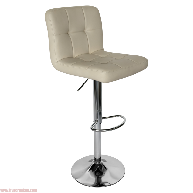 Barová stolička, béžová ekokoža/chróm, KANDY 2 NEW