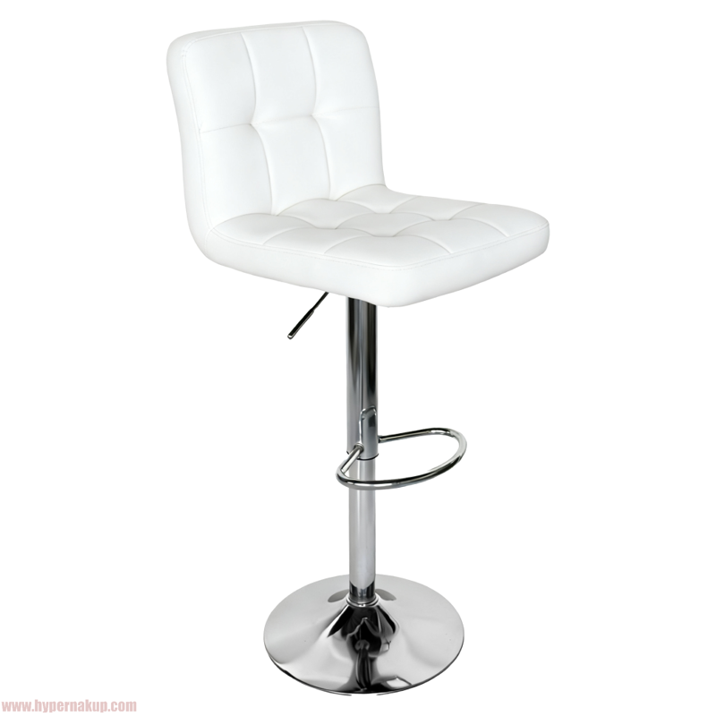 Barová stolička, biela ekokoža/chróm, KANDY 2 NEW