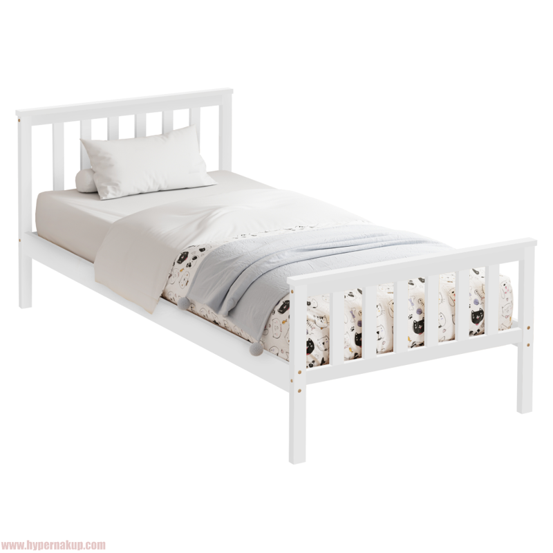 Posteľ s roštom, biela, 90x200, ANATRA