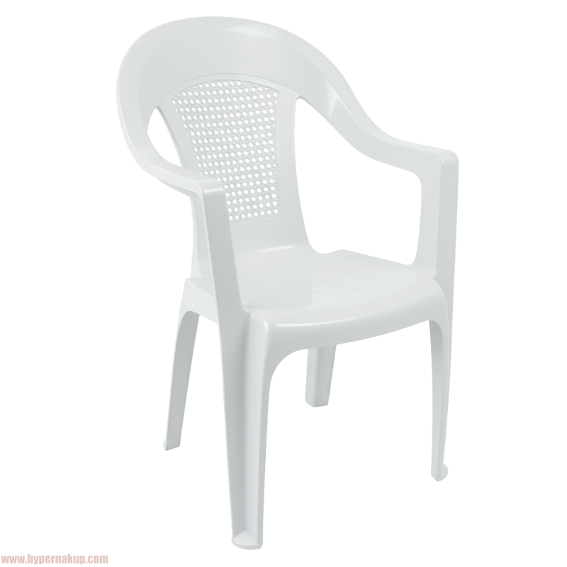 Záhradné stohovateľné kreslo, biela, MEDRO
