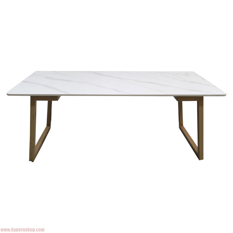 Konferenčný stolík, biely mramor/buk, DEMIAN