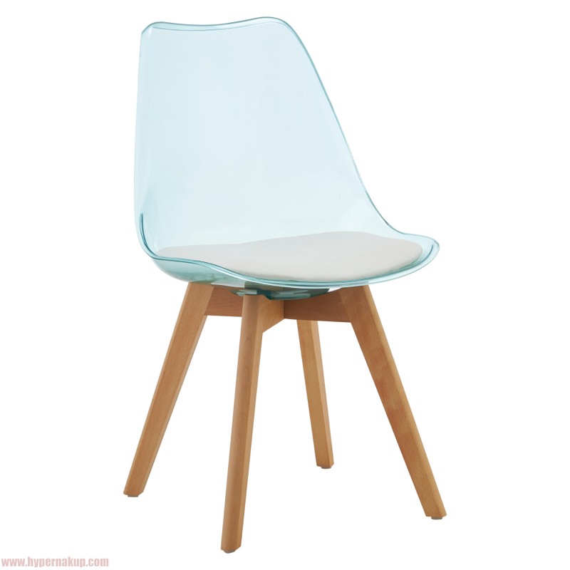 Stolička, transparentná zelená, akryl/ekokoža/buk, BALI 3 NEW