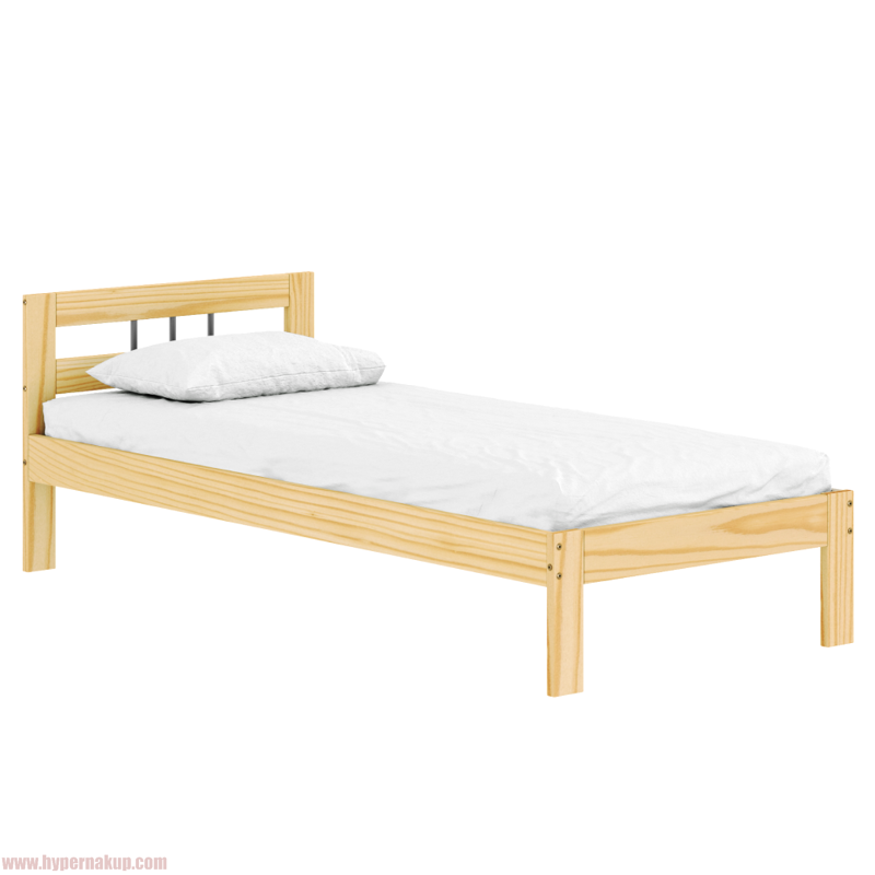 Posteľ s roštom, prírodná, borovicové drevo, 90x200, JONA NEW