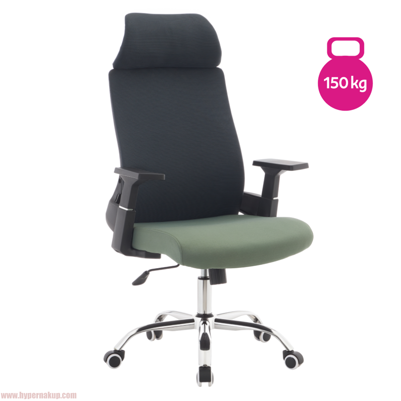 Kancelárske kreslo, tmavosivá/zelená/chróm, HOLGER