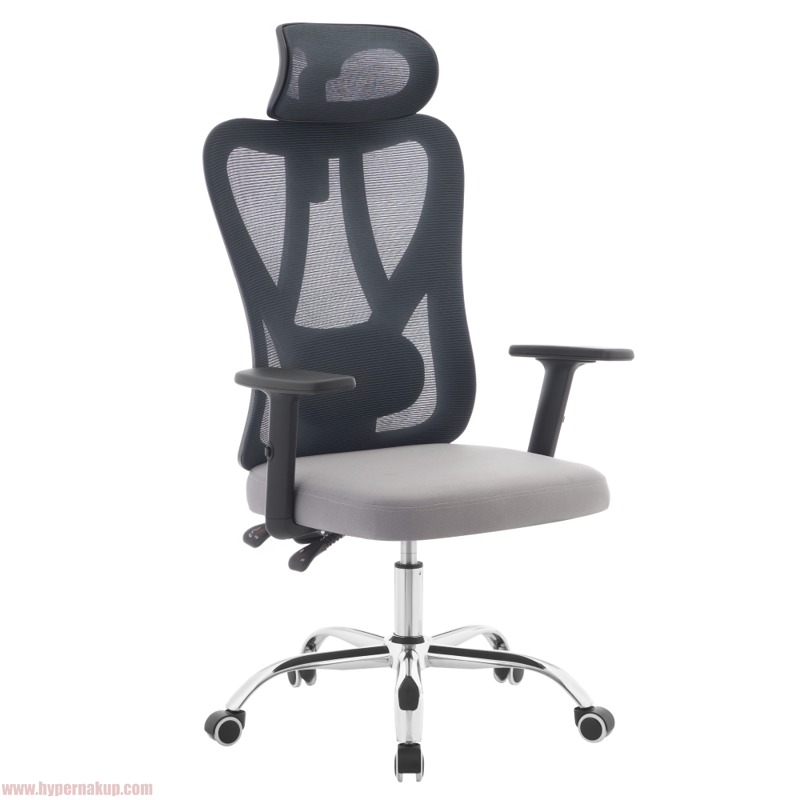 Kancelárske kreslo, tmavosivá/svetlosivá/chróm, ADEMIR