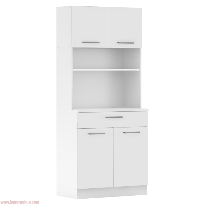 Štvordverový kredenc, biela, DOMIS NEW