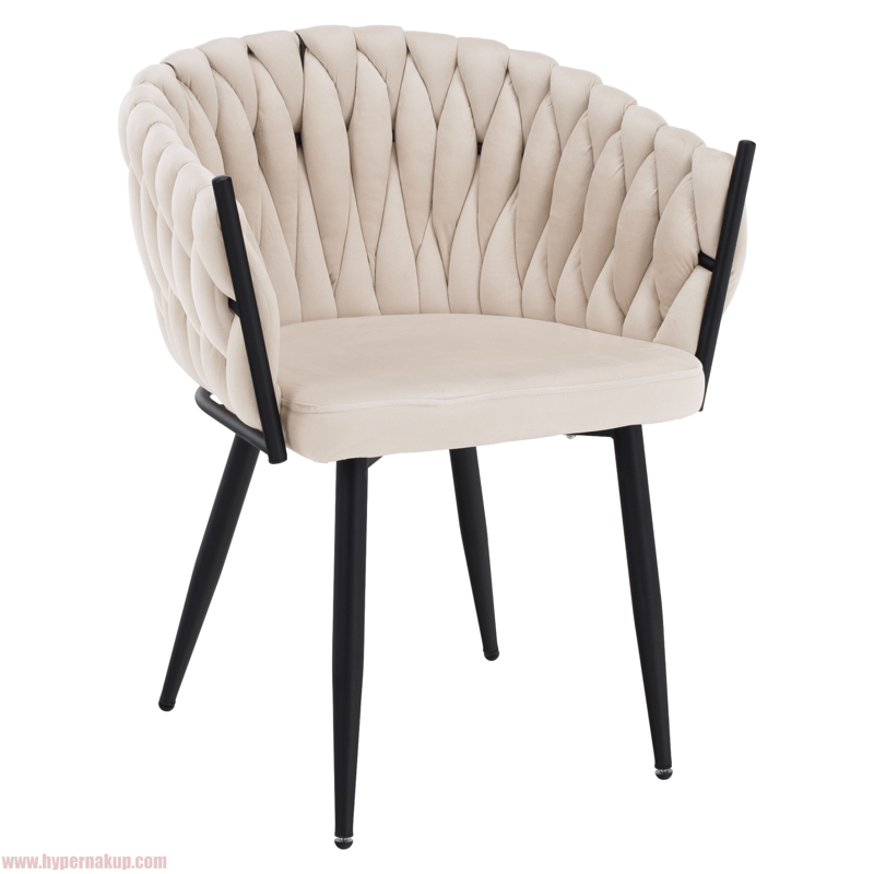 Jedálenské kreslo, svetlobéžová Velvet látka/čierna, BLER