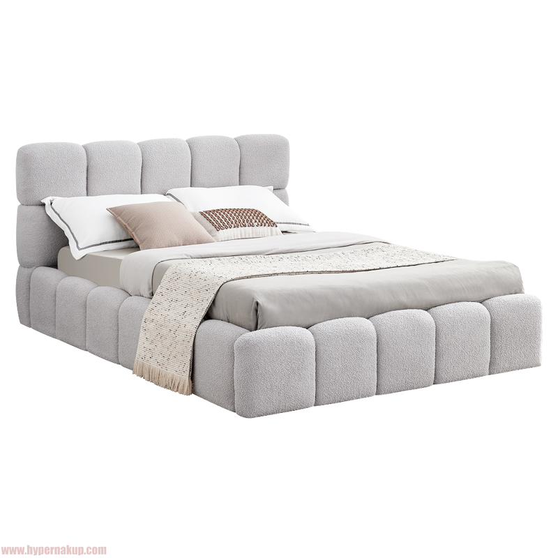 Posteľ s kovovým roštom a úložným priestorom, 140x200, sivá, SORELA