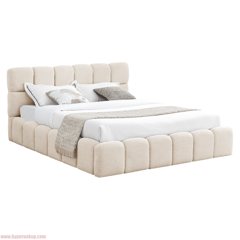 Postel s kovovým roštem a úložným prostorem, 160x200, béžová, SORELA