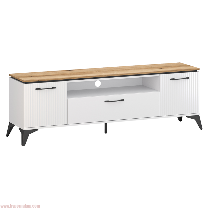 TV stolík, biela/dub evoke, VELIS 2D1S/170