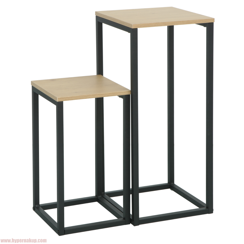 Príručné stolíky, set 2 ks, dub/čierna, TOLSOS